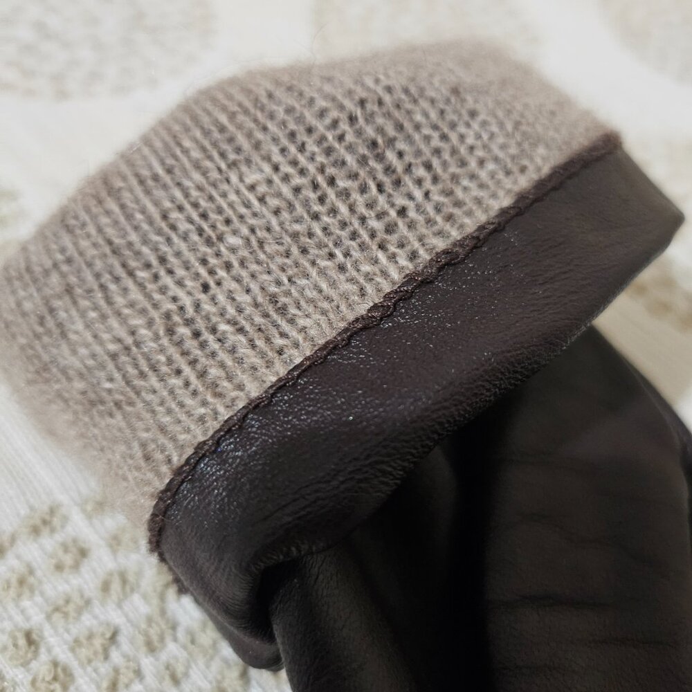 RICH BROWN LEATHER GLOVES with CASHMERE LINING by FOWNES BROTHERS SIZE S - Picture 8 of 14